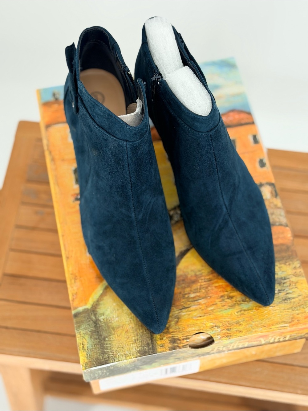 New Bella Vita Women's BINDU  Navy Suede Pointed-Toe Ankle Boots SIZE 8.5 M